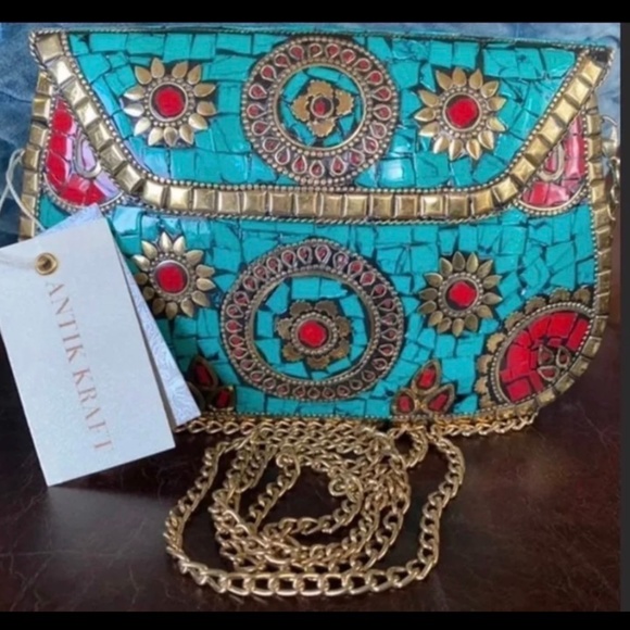 Anthropologie Handbags - Anthropologie Colorful Antik Craft Purse NWT